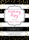 Black with Gold Confetti Birthday Invitations Image 3 of 3